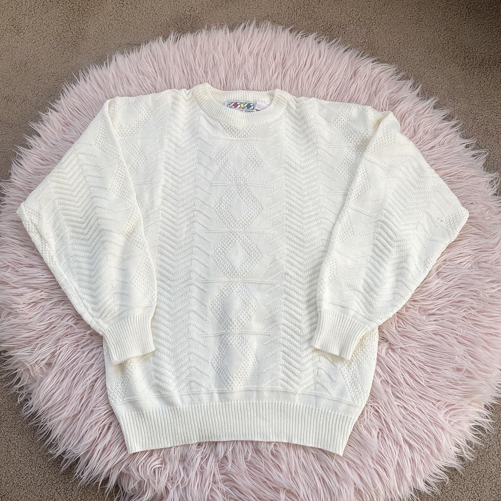 Vintage Pacific Coast Highway Crew Knit Sweater - Ivory